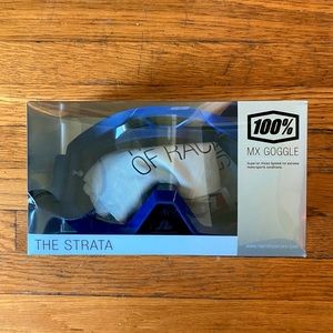 100% The Strata MX Clear Goggles Blue Frame O/S